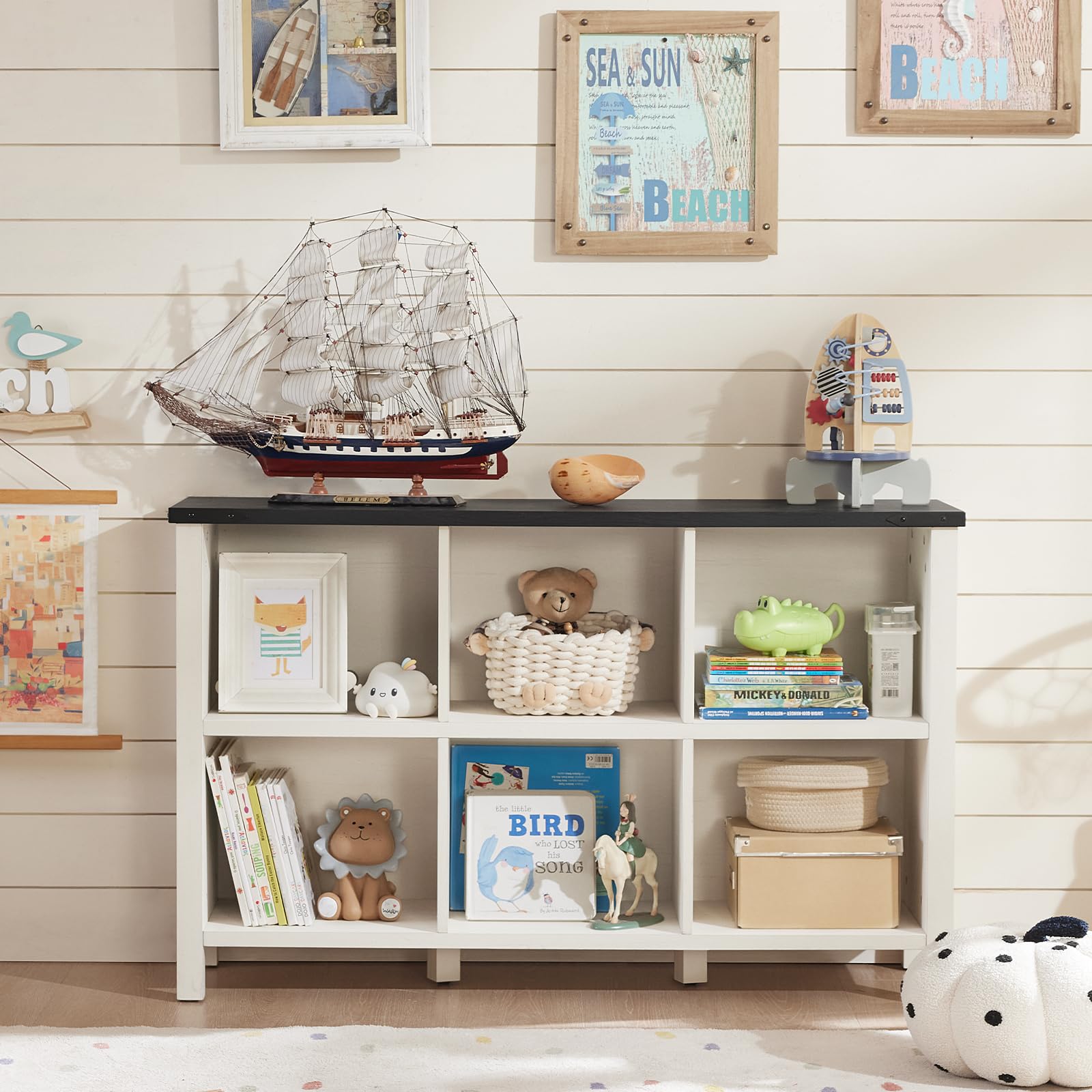 Amazon.com: Joaxswe Farmhouse 6 Cube Bookshelf, Antique White